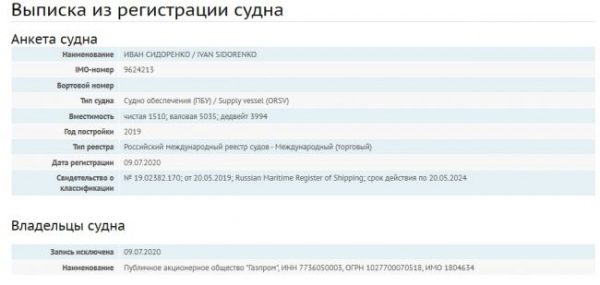 «Газпром» выводит флот «Северного потока — 2» из своей собственности